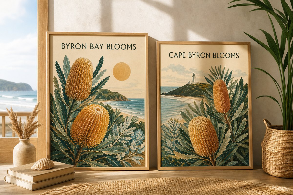 Byron Bay Blooms printable wall art pack preview